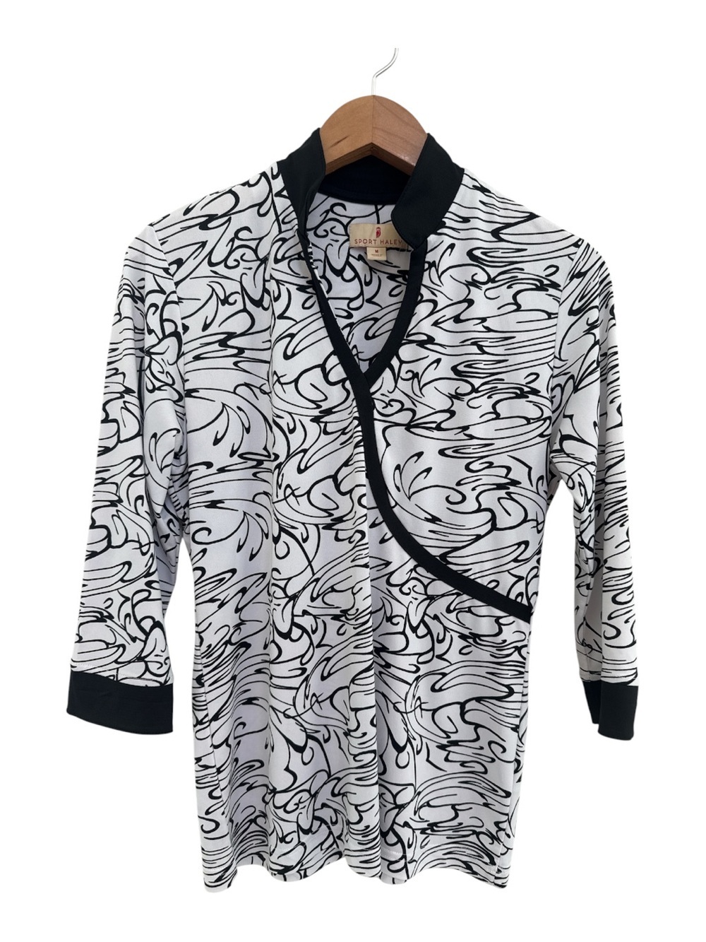 Sport Haley Black & White Printed Golf Top